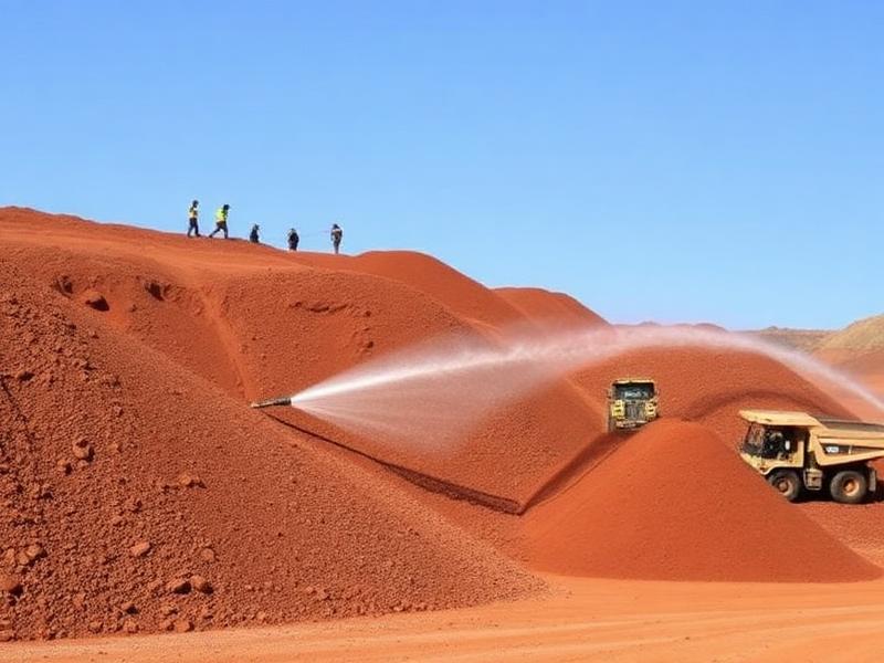 Aplicação de proteção polimérica em pilha de minério